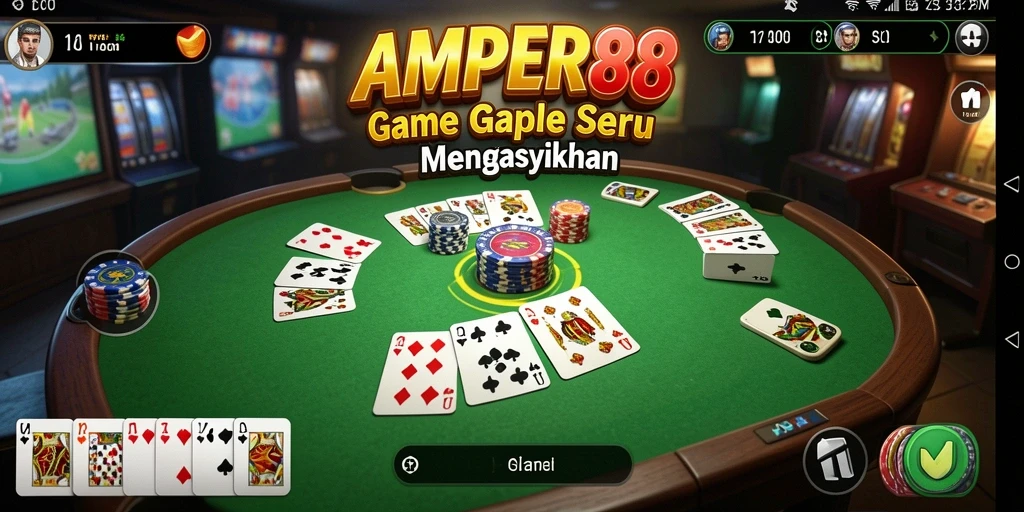 Screenshot gameplay seru AMPER88 yang menampilkan suasana Gaple.