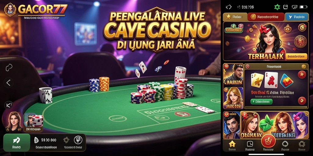 Tampilan gameplay GACOR77 dengan dealer langsung dan meja permainan yang menarik.