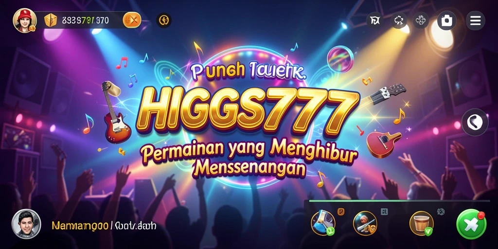 Gambaran menarik dari gameplay interaktif HIGGS777 yang penuh musik.