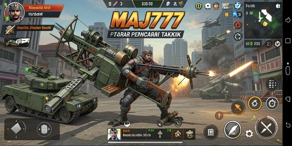 Tampilan bertarung dari gameplay strategi MAJ777.
