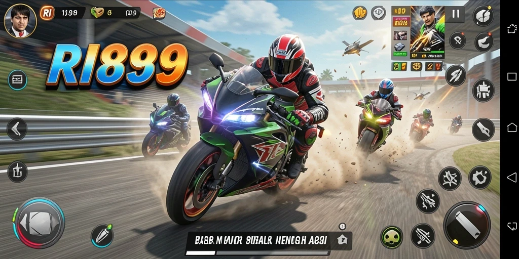 Tampilan seru dari gameplay balap motor di RI889.