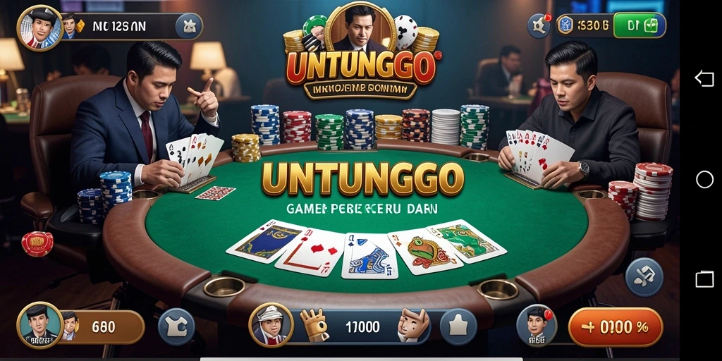 Tampilan utama gameplay Poker UNTUNGGO yang seru dan interaktif.